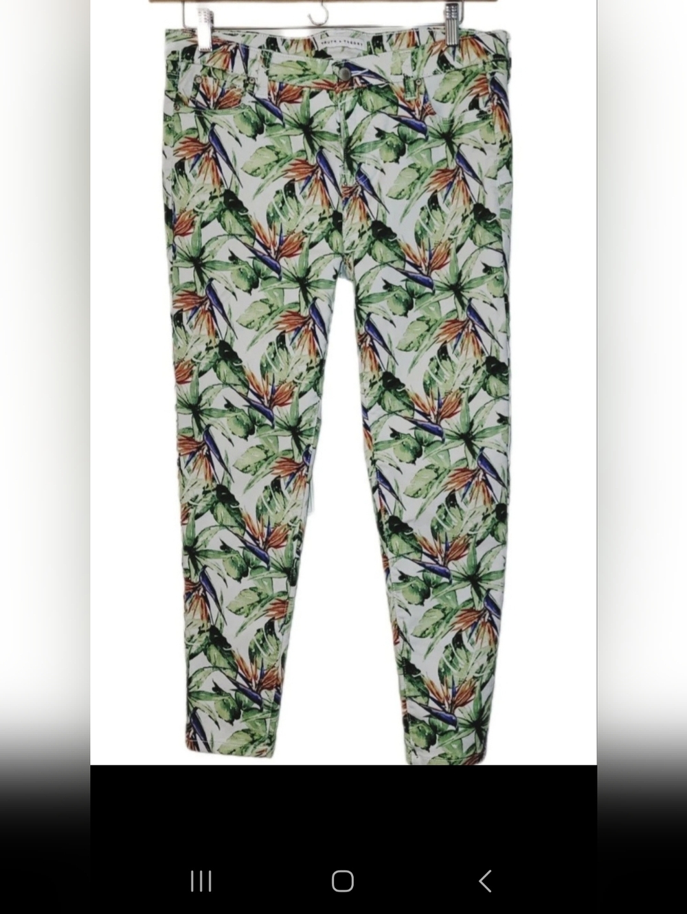 Truth + Theory Stretch Denim Bird Of Paradise Size 12 Tapered Colorful Jeans